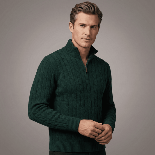 Cable-Knit Cashmere Quarter-Zip Jumper