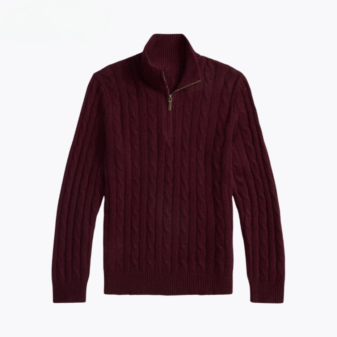 Cable-Knit Cashmere Quarter-Zip Jumper