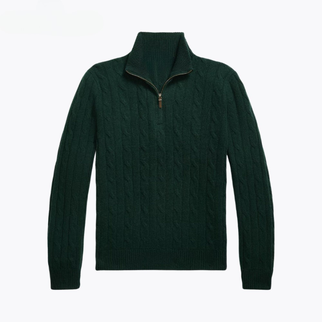 Cable-Knit Cashmere Quarter-Zip Jumper
